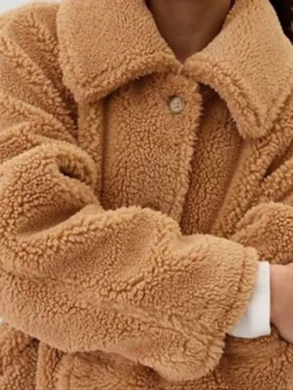 GAP Women's Sherpa Coat in Blonfe - Cozy Oversized Button Jacket, Size Large